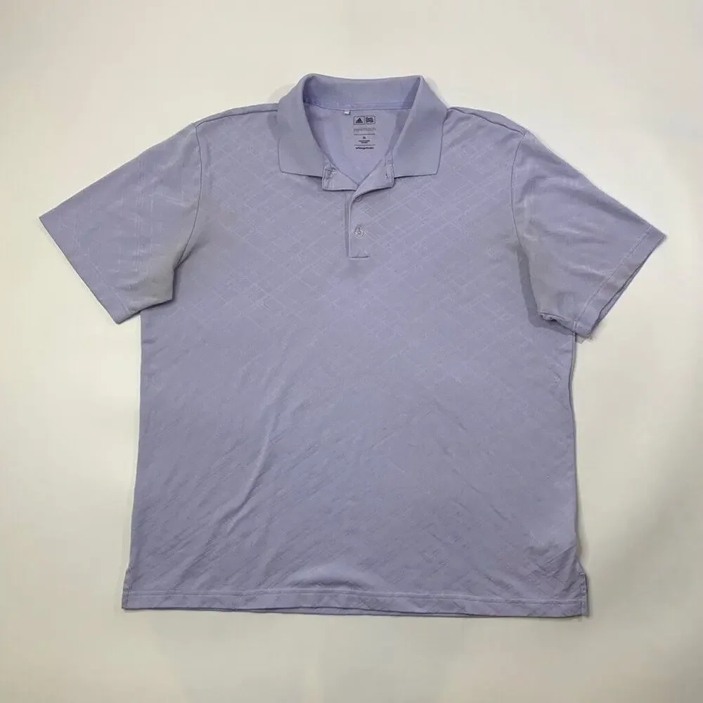 Adidas Polo Shirt Mens XL Lilac Purple Puremotion Printed Performance Golf *READ